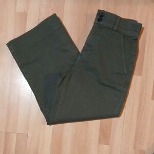 Everlane Cropped Olive Wide Leg Pants, organic cotton.